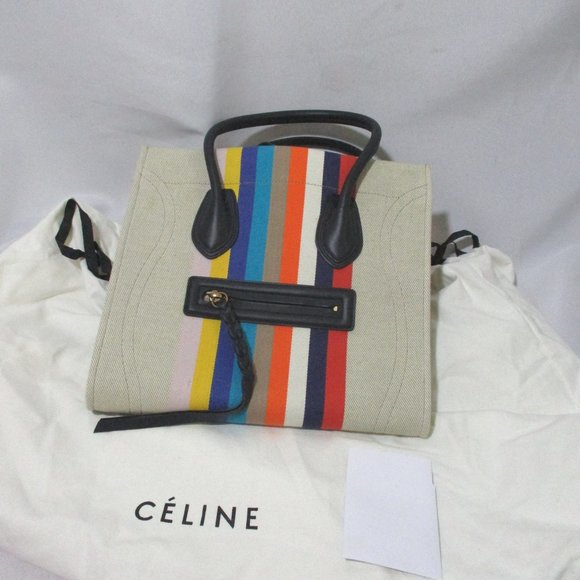 CELINE MULTICOLOR RAINBOW LUGGAGE SHOPPER Tote Bag, used once - Picture 6 of 14